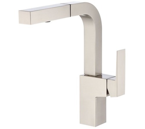 Photos - Tap Gerber D404562 Mid-Town Pullout Spray High-Arch Kitchen Faucet with SnapBack Technologies Stainless Steel Faucet Kitchen Sin 