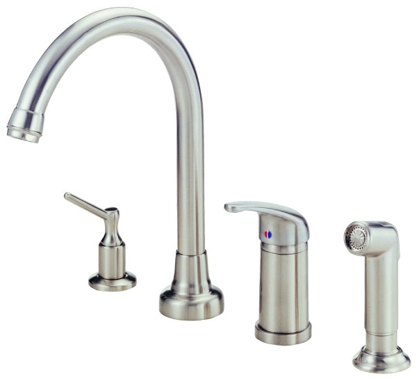 Photos - Tap Gerber D409112 Melrose Kitchen Faucet - Includes Side Spray and Soap Dispenser Stainless Steel Faucet Kitchen Single Handle 