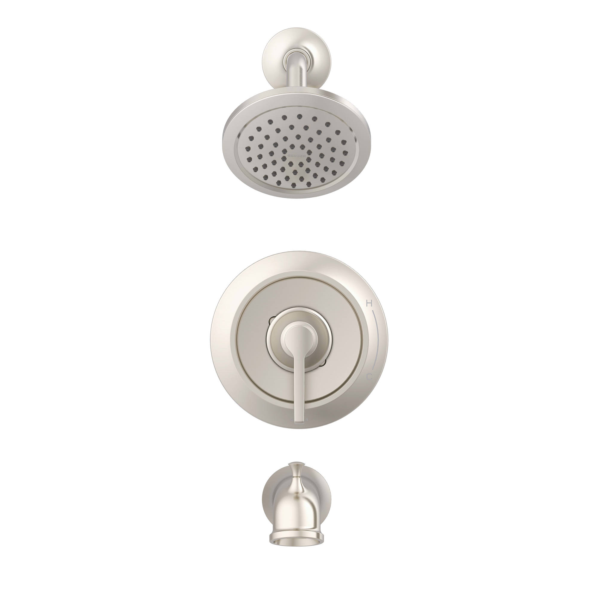 Photos - Shower System Gerber D501079TC Northerly Tub and Shower Trim Package with 1.75 GPM Single Function Shower Head and Tub Spout Brushed Nicke 