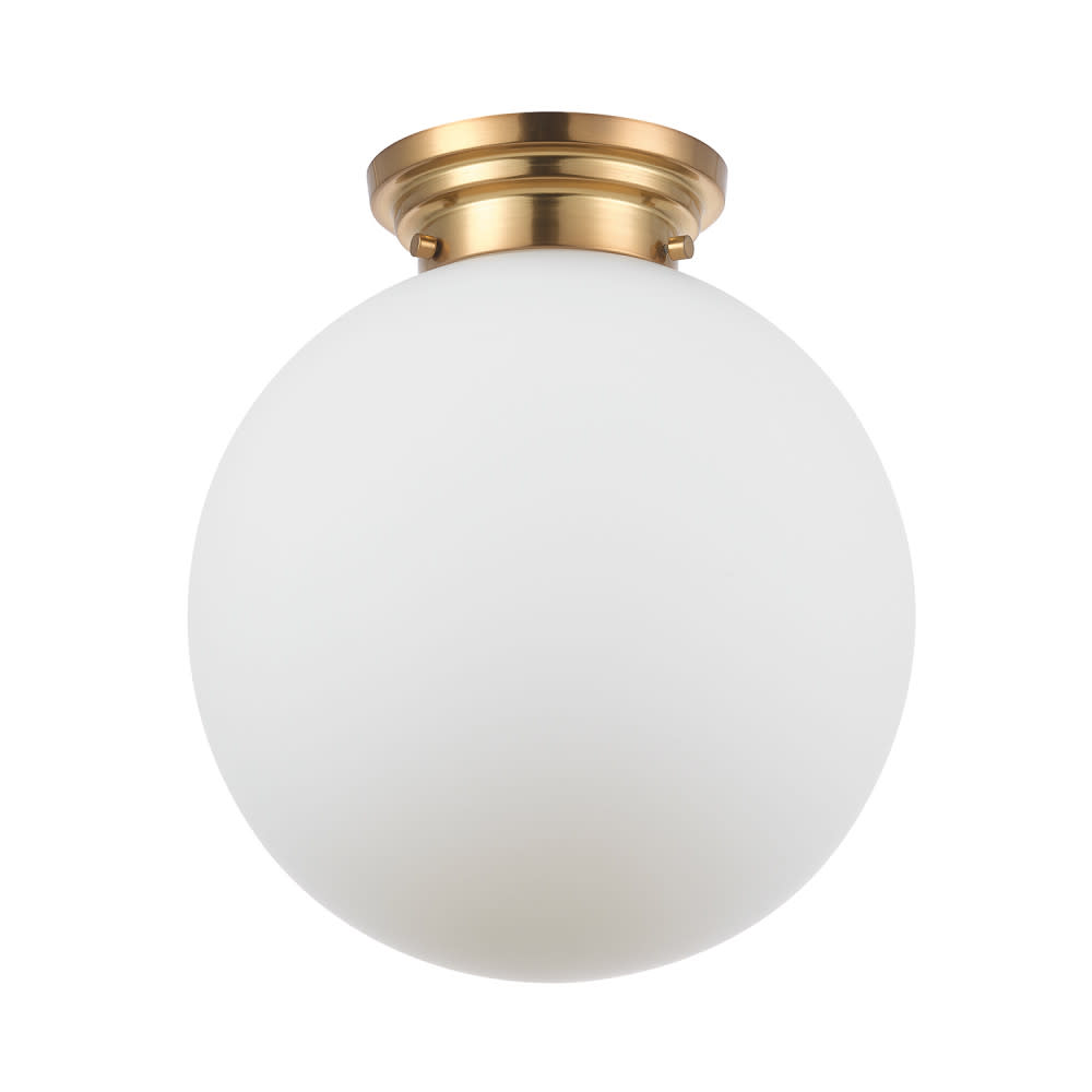 Photos - Chandelier / Lamp Electric Globe  91001221 Portland 12" Wide Semi-Flush Globe Ceiling Fixture Brass Indoor Lighting Ceiling Fixtures Semi-Flush 