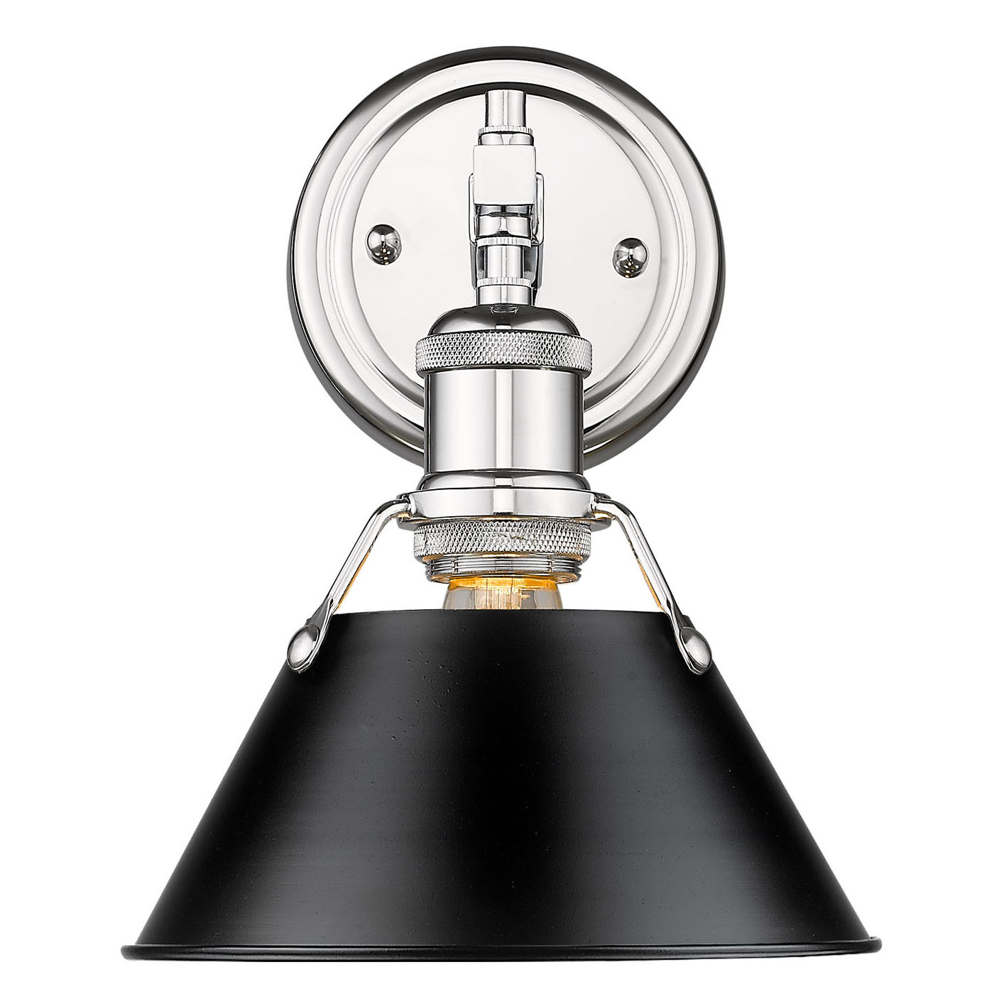 Photos - Chandelier / Lamp Golden Lighting 3306-BA1 CH Orwell 10" Tall Bathroom Sconce Chrome with Black Shades Indoor Lighting Bathroom Fixtures Bathr