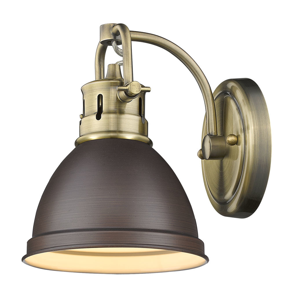 Photos - Chandelier / Lamp Golden Lighting 3602-BA1-AB Duncan 9" Tall Bathroom Sconce Aged Brass / Rubbed Bronze Indoor Lighting Bathroom Fixtures Bath