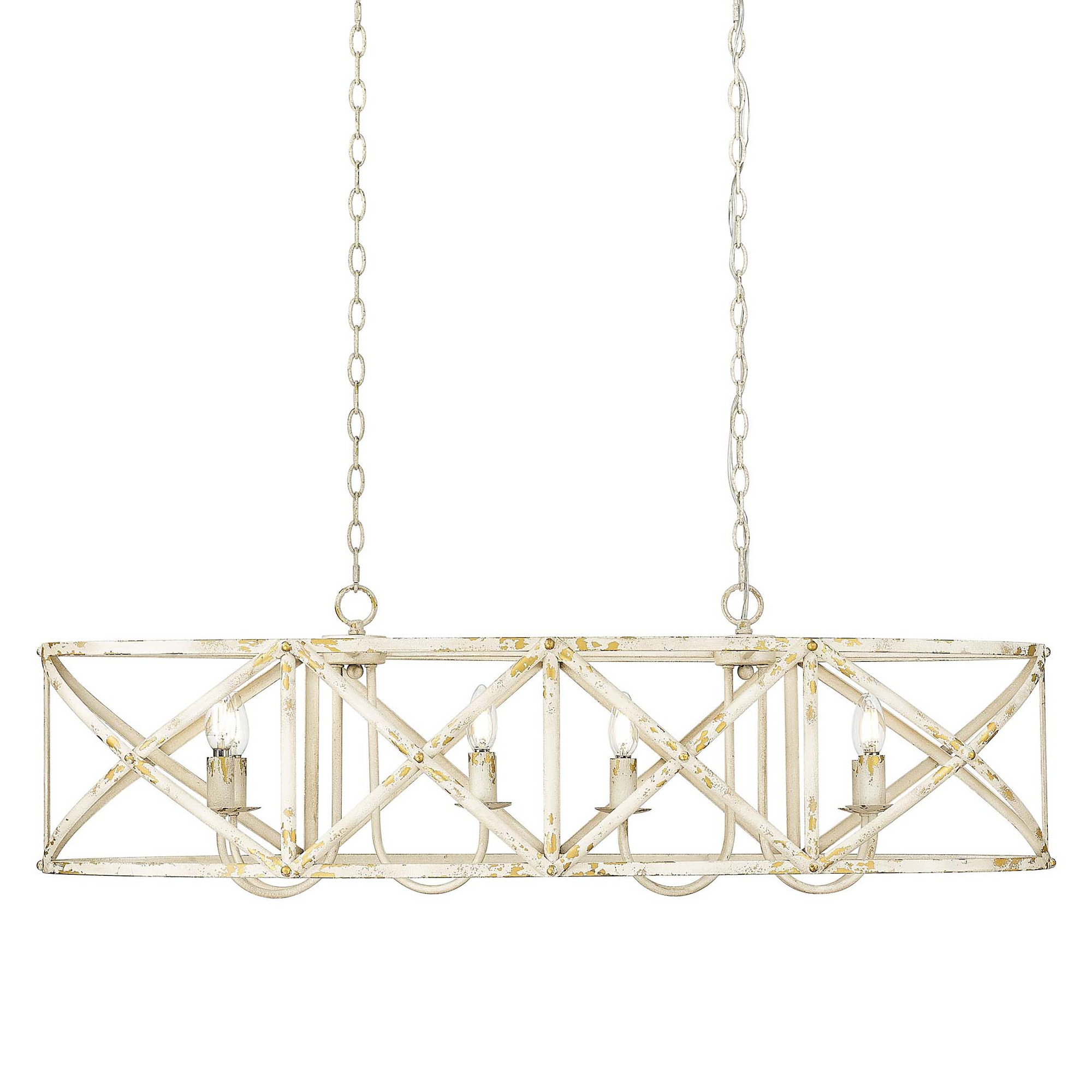 Photos - Chandelier / Lamp Alcott Golden Lighting 0890-LP  8 Light 45" Wide Linear Pendant Antique Ivory Indoor Lighting Pendants 0890-LP AI 
