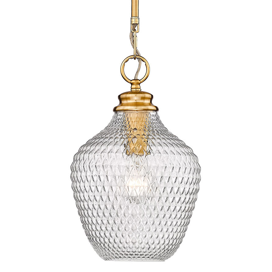 Photos - Chandelier / Lamp Wide Golden Lighting 1088-M CLR Adeline 9"  Mini Pendant with Clear Glass Shade Modern Brushed Gold Indoor Lighting Pendants 