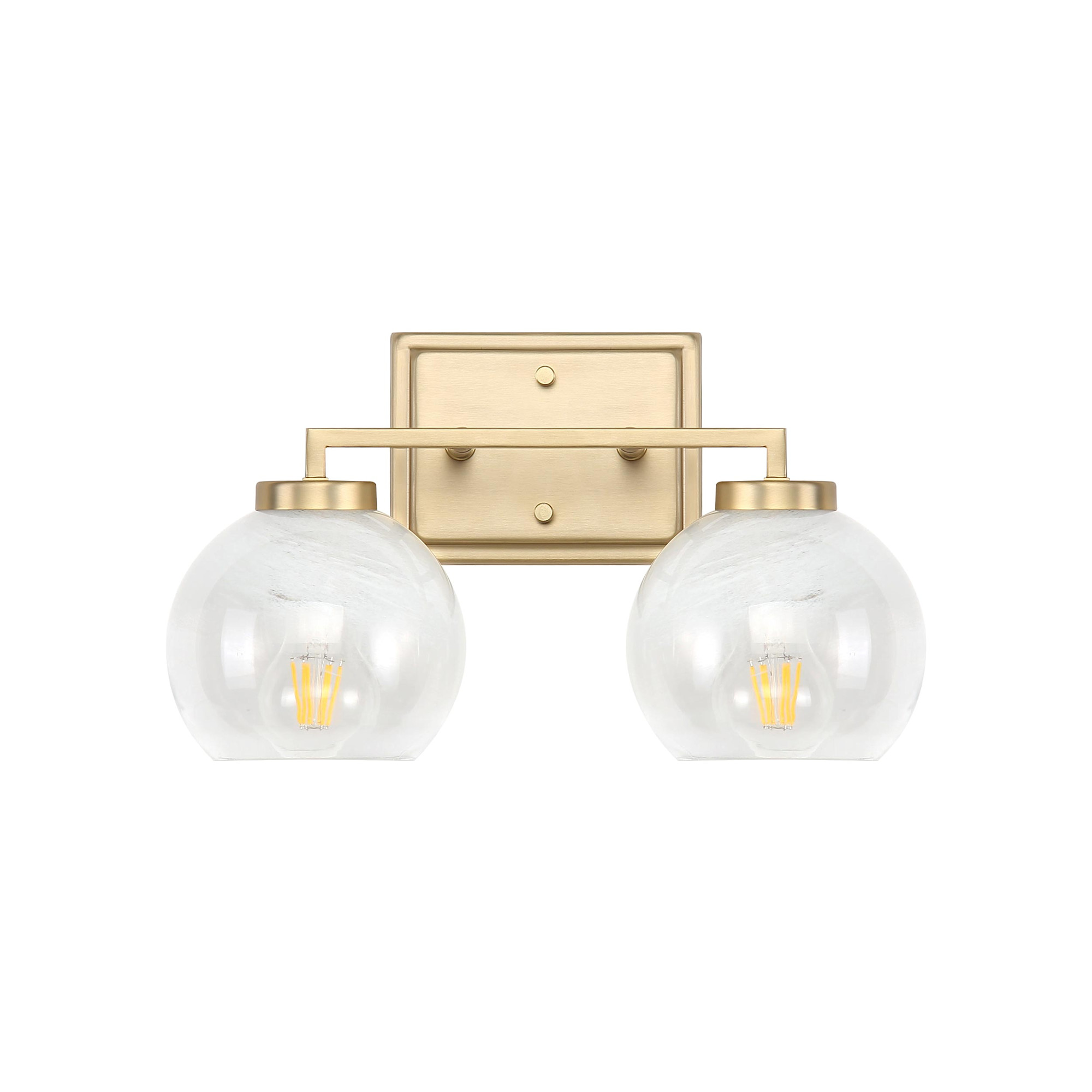 Photos - Chandelier / Lamp Wide Golden Lighting 3094-BA2 Elliott 2 Light 16"  Vanity Light Brushed Champagne Bronze / Alabaster Glass Indoor Lighting Ba 