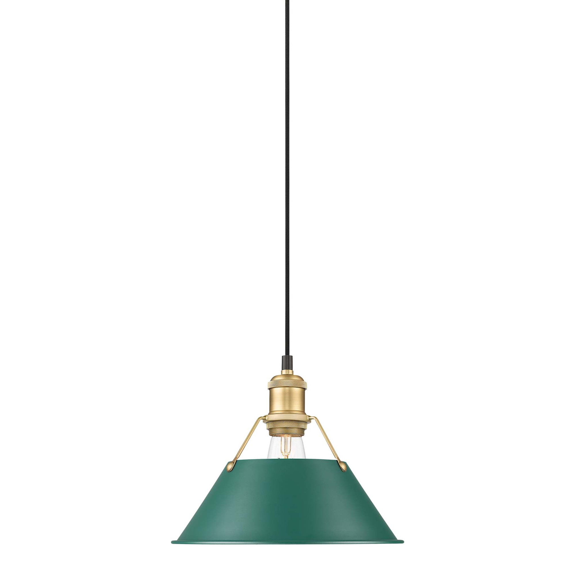 Photos - Chandelier / Lamp Golden Lighting 3306-M BCB Orwell 10" Wide Mini Pendant Brushed Champagne Bronze / Pine Green Shades Indoor Lighting Pendant