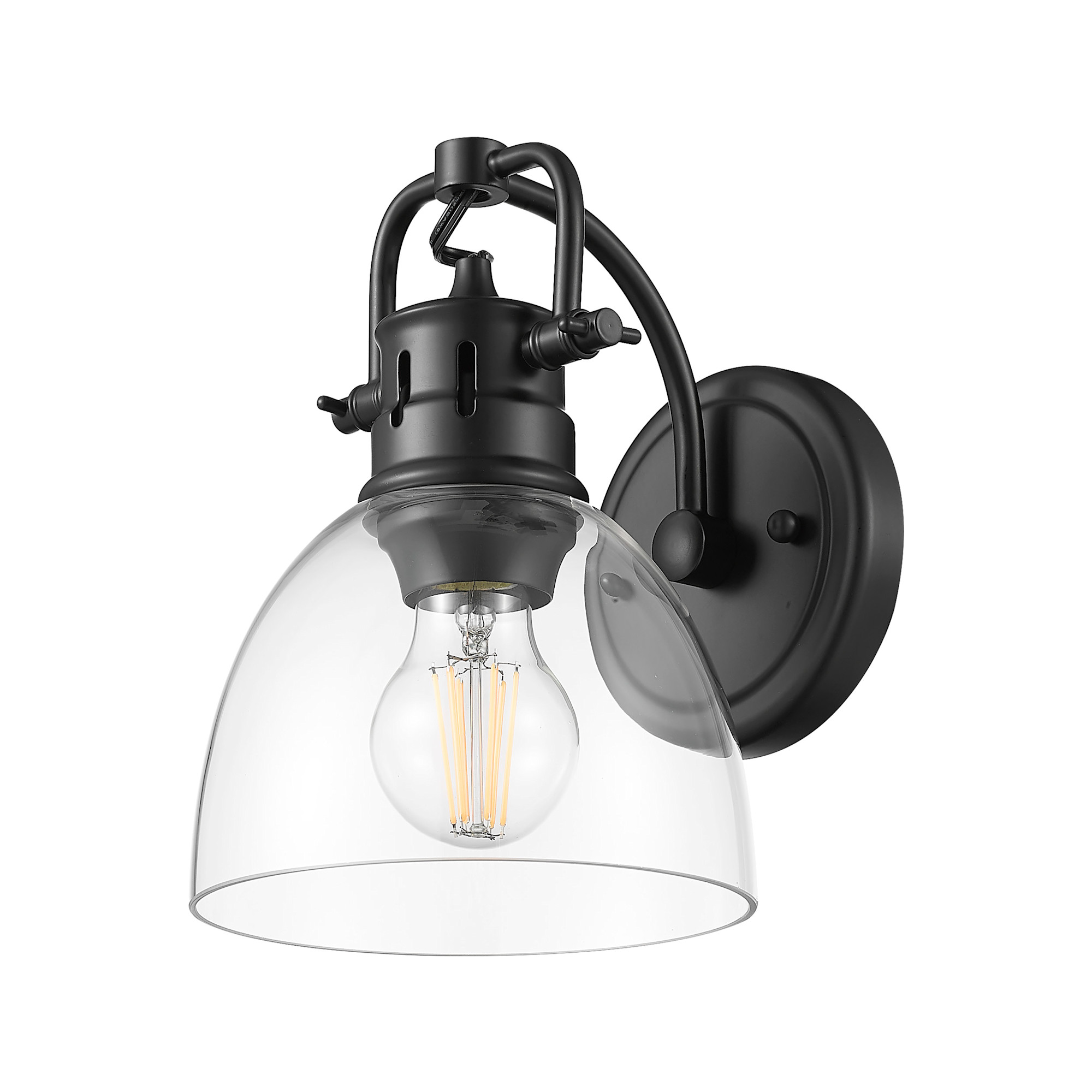 Photos - Chandelier / Lamp Clear Golden Lighting 3602-BA1-BLK Duncan 9" Tall Bathroom Sconce Matte Black /  Indoor Lighting Bathroom Fixtures Bathroom S 