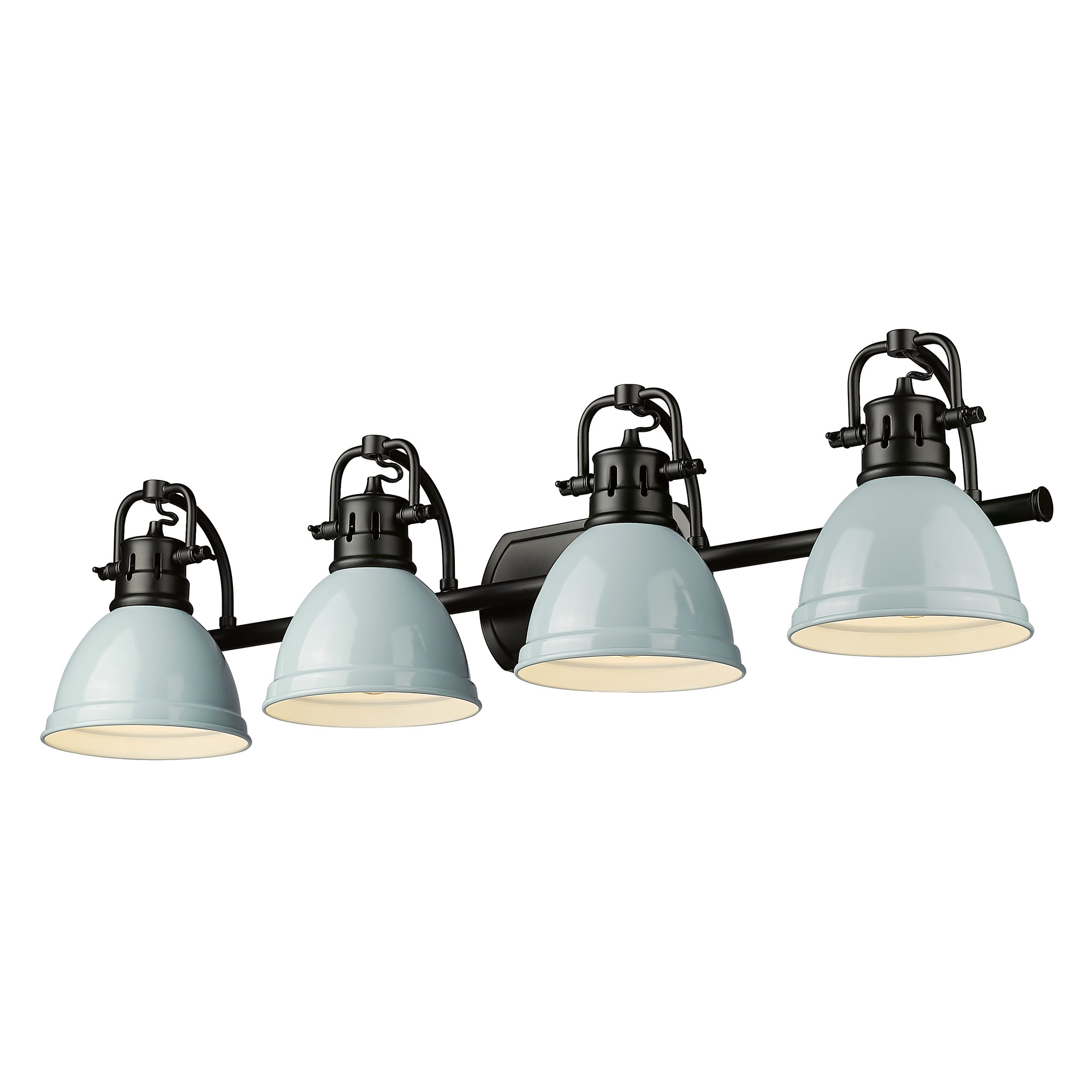 Photos - Chandelier / Lamp Wide Golden Lighting 3602-BA4 SF Duncan 4 Light 34"  Vanity Light with Seafoam Shades Matte Black Indoor Lighting Bathroom Fi 