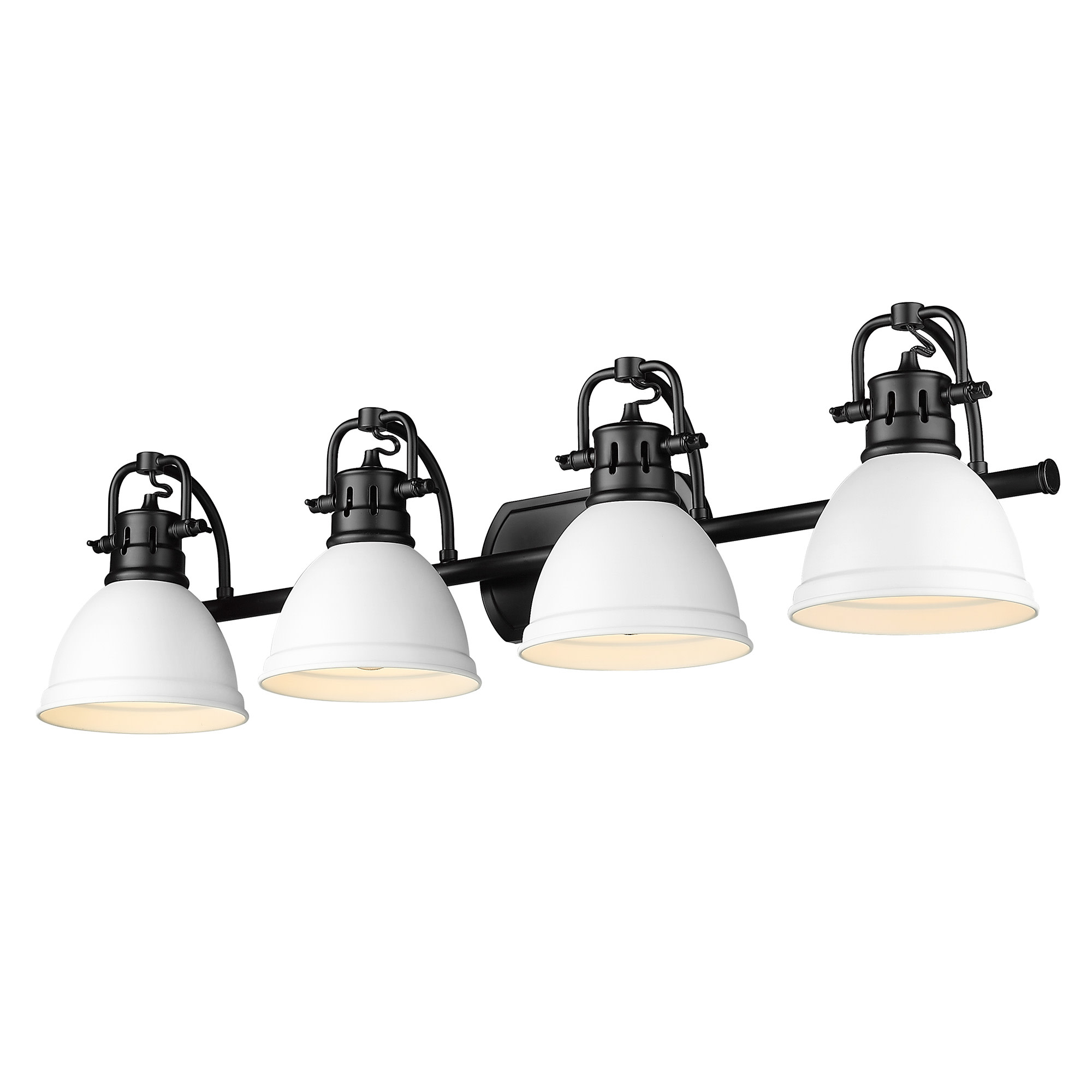 Photos - Chandelier / Lamp WHT Golden Lighting 3602-BA4  Duncan 4 Light 34" Wide Vanity Light with Matte White Shades Matte Black Indoor Lighting Bathro 