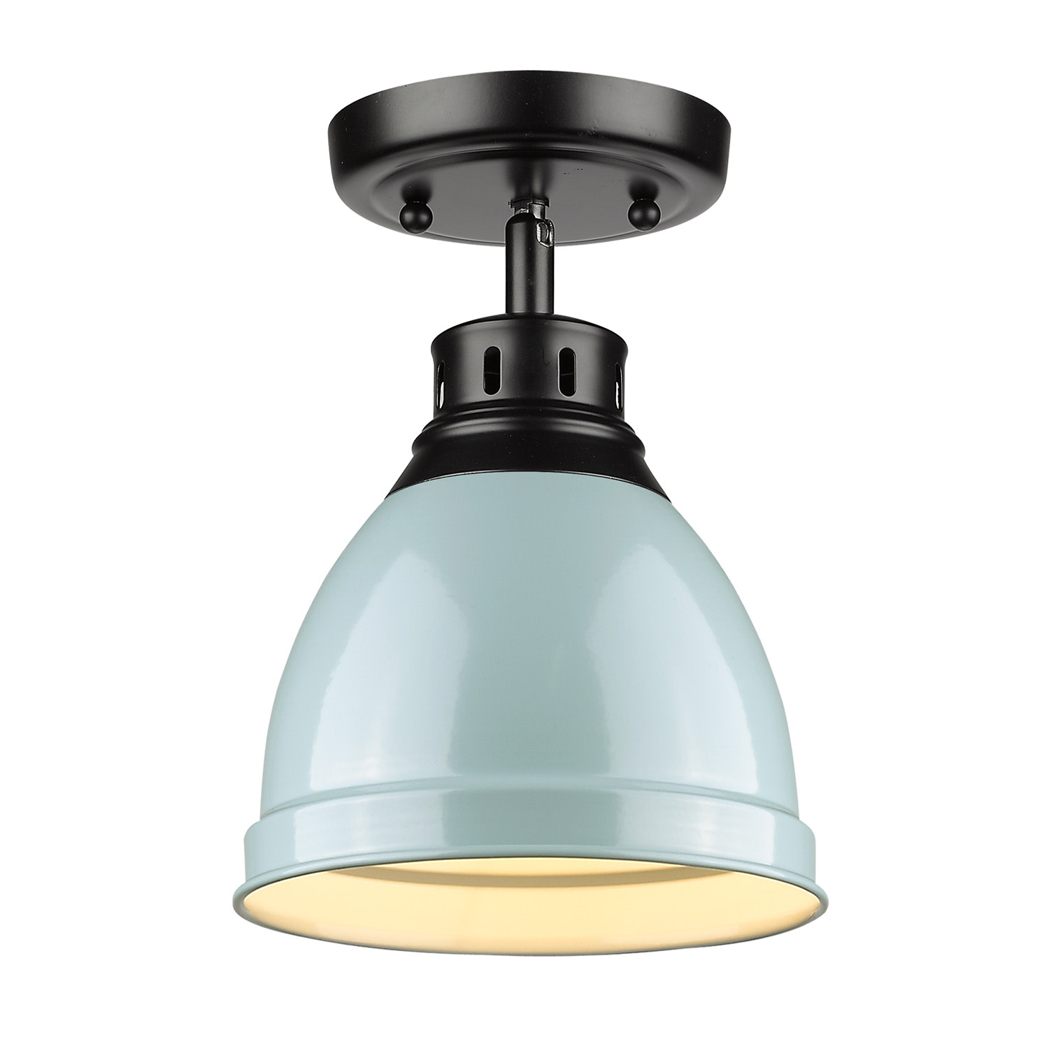 Photos - Chandelier / Lamp Wide Golden Lighting 3602-FM-BLK Duncan Single Light 9"  Semi-Flush Ceiling Fixture Black / Seafoam Indoor Lighting Ceiling F 