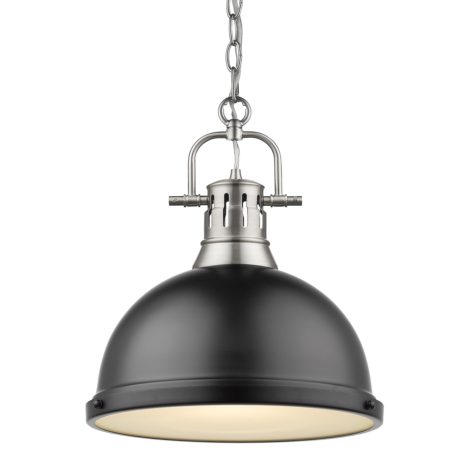 Photos - Chandelier / Lamp Wide Golden Lighting 3602-L-PW Duncan Single Light 14" Pendant Matte Black Indoor Lighting Pendants 3602-L PW-BLK