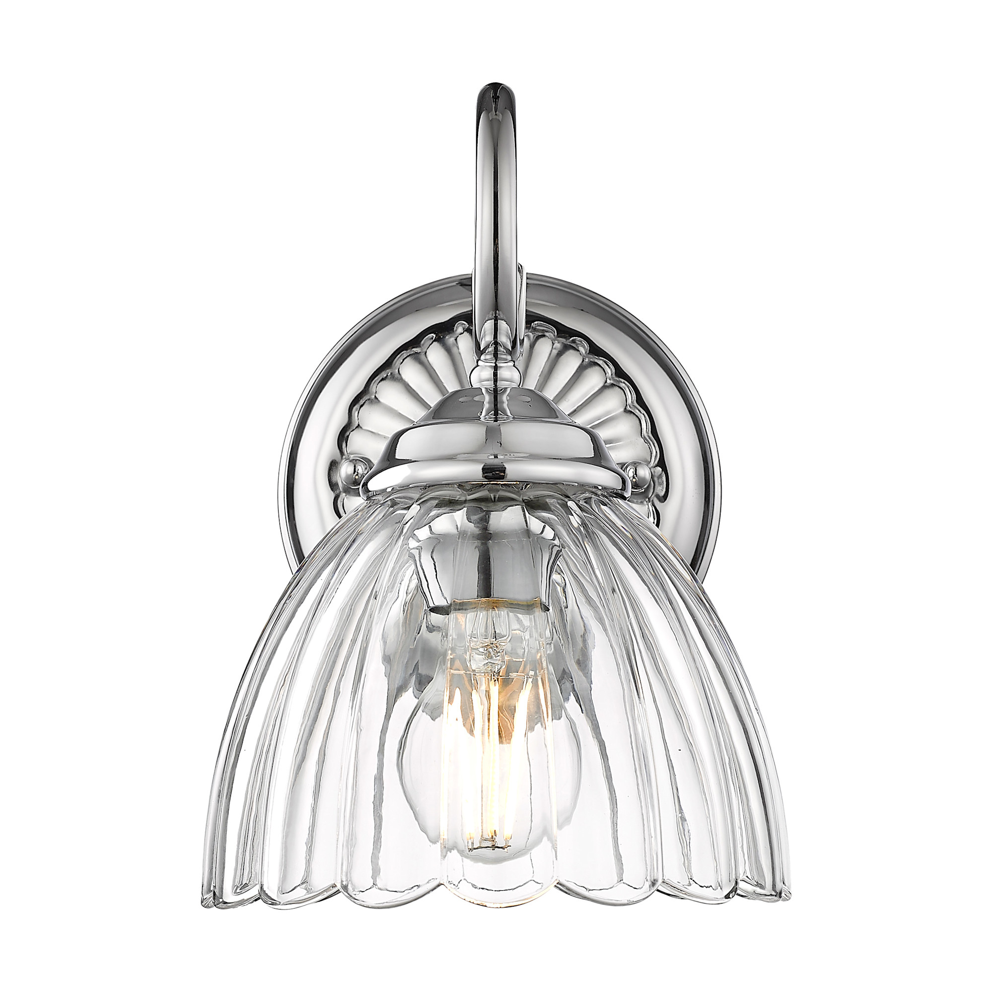 Photos - Chandelier / Lamp Golden Lighting 6952-1W CLR Audra 10" Tall Wall Sconce Pewter Indoor Lighting Bathroom Fixtures Bathroom Sconce 6952-1W CH-C