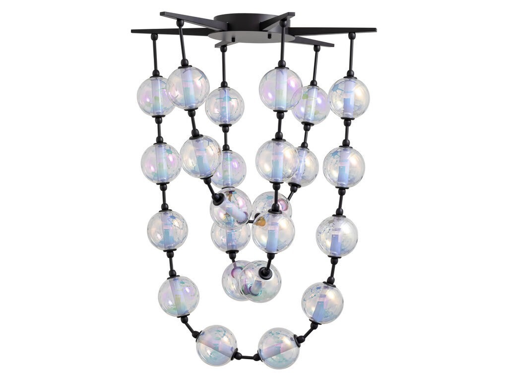 Photos - Chandelier / Lamp Wide Golden Lighting 9013-34 Pearla 35"  Multi Light Pendant Matte Black Indoor Lighting Pendants 9013-34 BLK 
