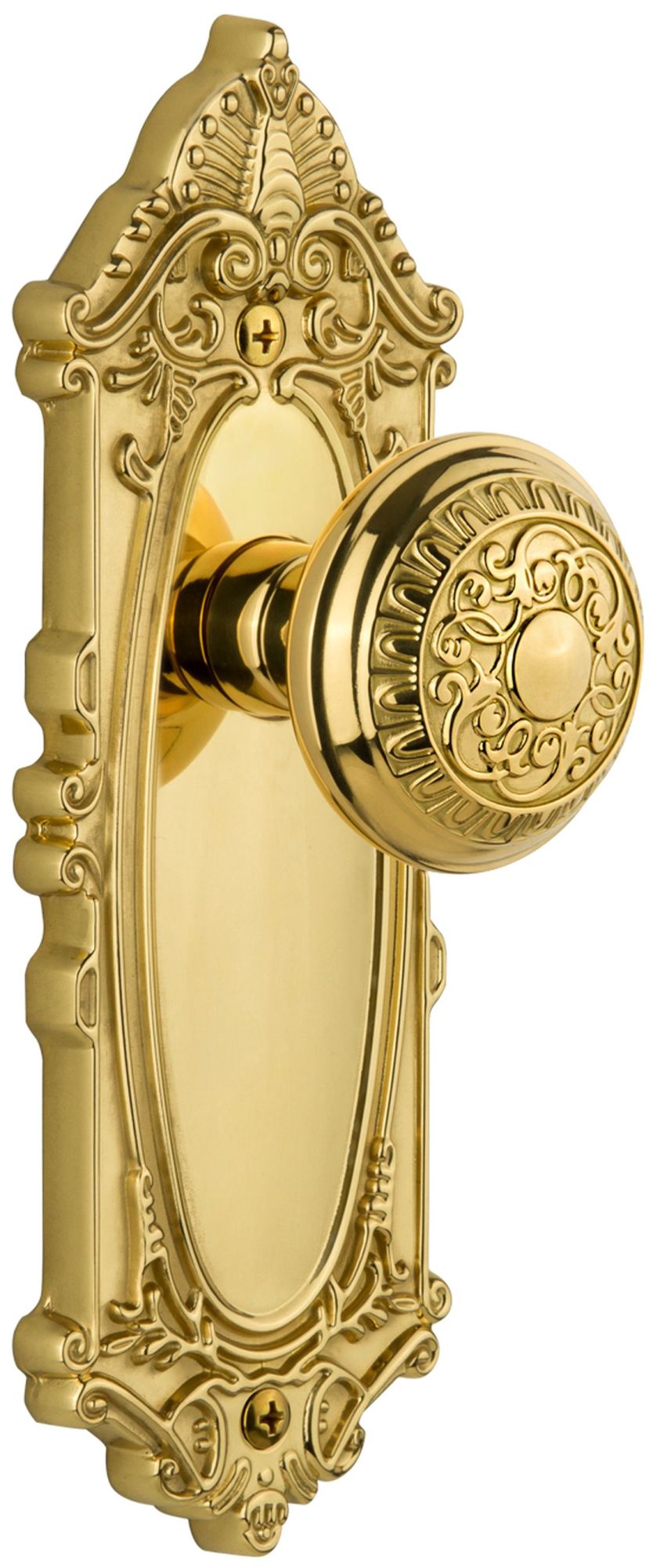Photos - Door Handle Grande Grandeur  Victorian Privacy Door Knobset with Windsor Knob - Polished Brass - 800452 800452 