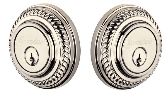 Photos - Door Lock Newport Grandeur NEWNEWDBLCYL238  Solid Brass Rose Keyed Entry Double Cylinder Deadbolt with 2-3/8" Backset Polished Nickel D 