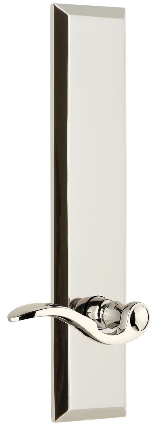 Grandeur FAVBEL_TP_PSG_238_RH Fifth Avenue Solid Brass Rose Right Handed Tall Plate Passage Door Lever Set with Bellagio Lever and 2-3/8" Backset
