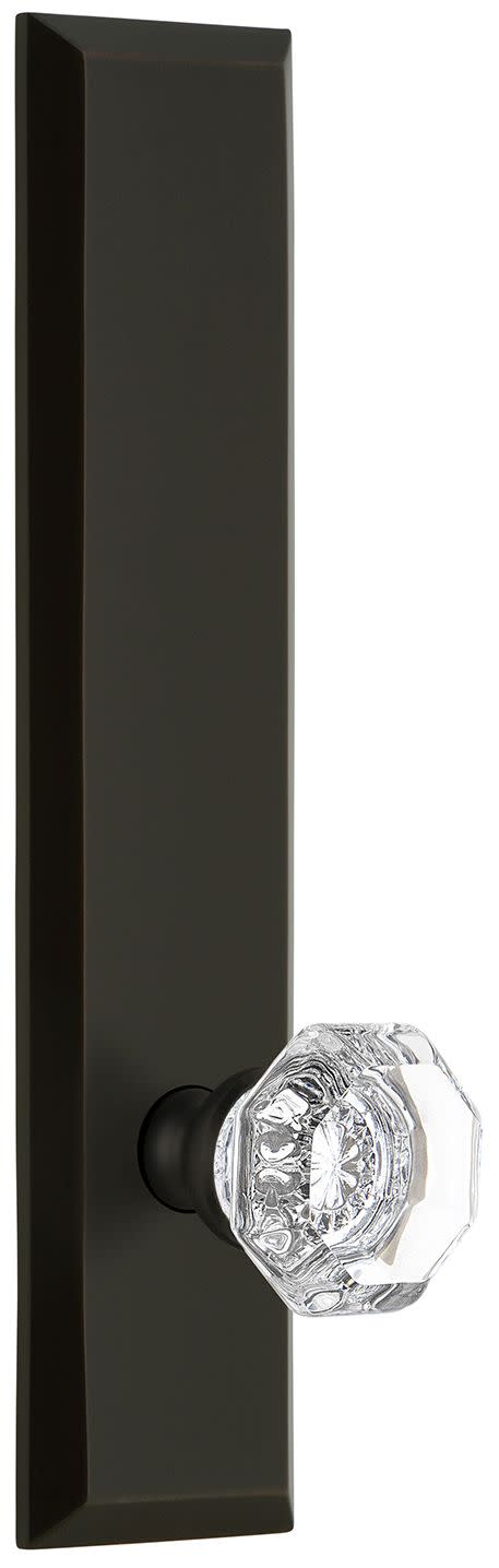 Grandeur Fifth Avenue Passage Door Knobset with Chambord Crystal Knob - Timeless Bronze - 802872