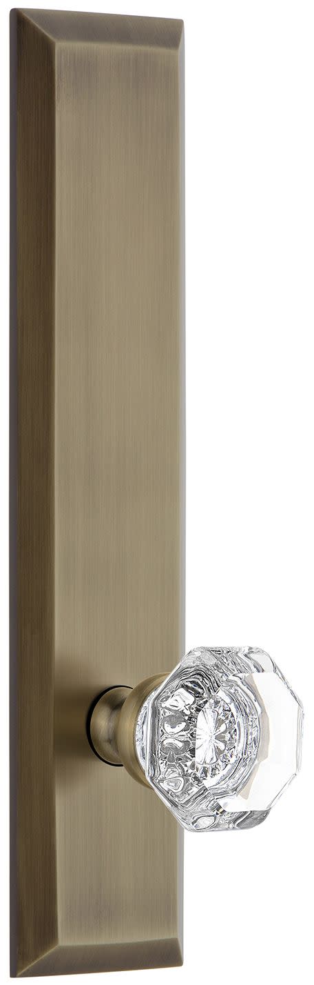 Grandeur Fifth Avenue Passage Door Knobset with Chambord Crystal Knob - Vintage Brass - 802873