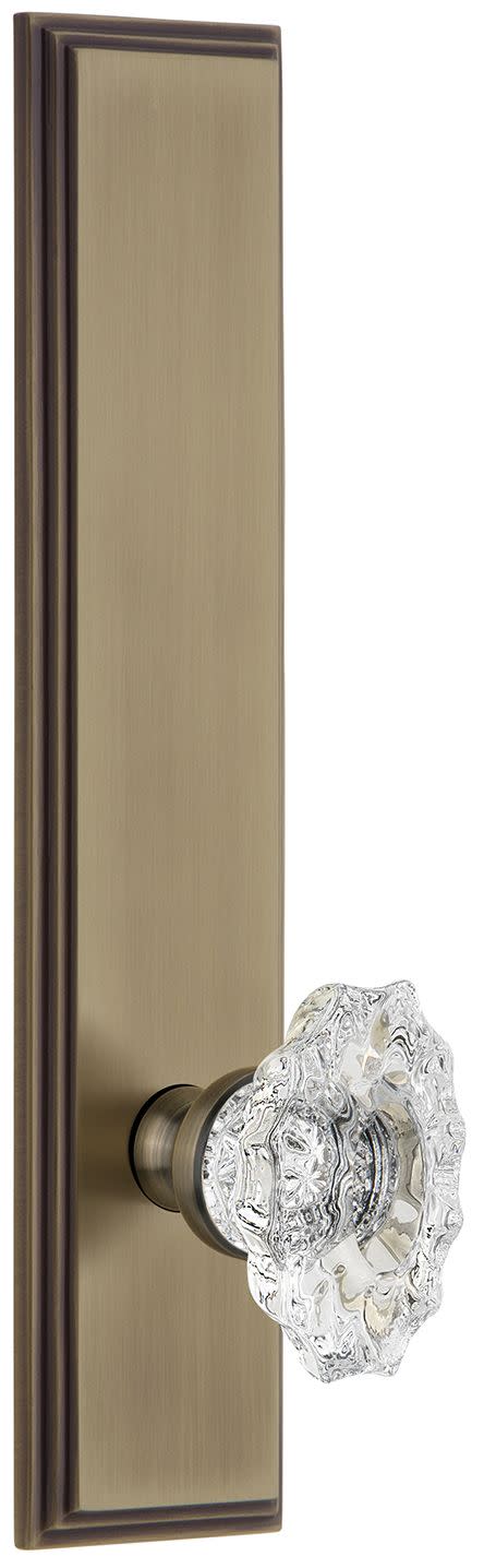 Grandeur Carre Rose Passage Door Knobset with Biarritz Crystal Knob - Vintage Brass - 803421
