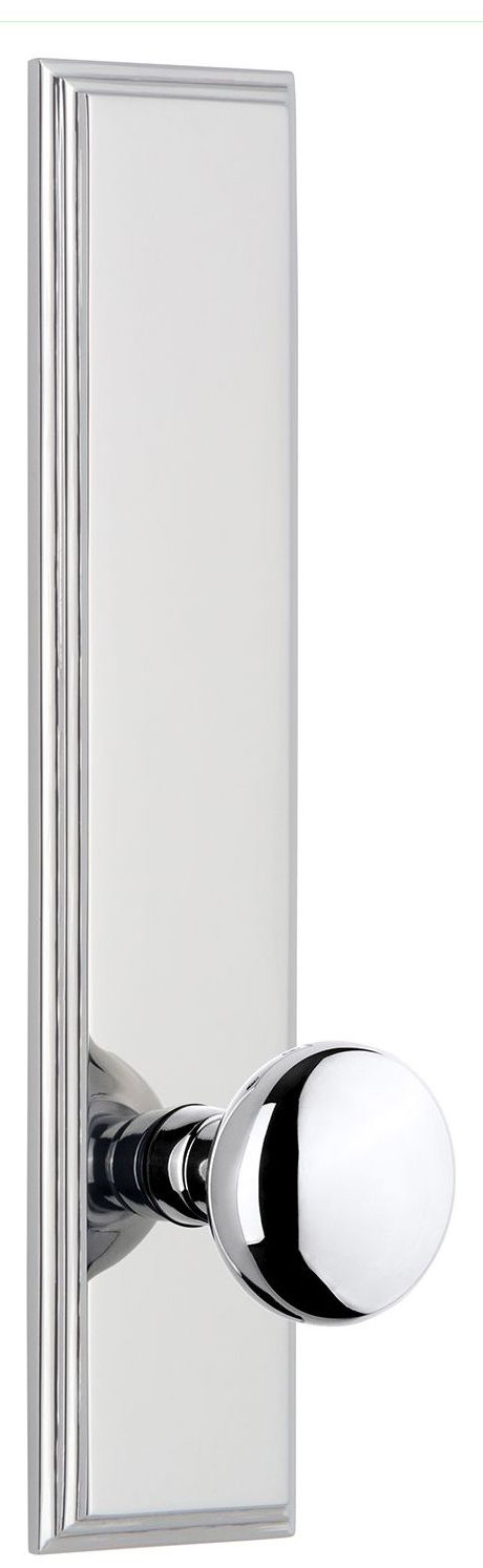 Grandeur Carre Rose Dummy Door Knobset with Fifth Avenue Knob - Bright Chrome - 803582