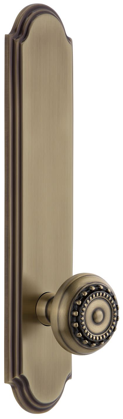 Grandeur Arc Rose Dummy Door Knobset with Parthenon Knob - Vintage Brass - 804115