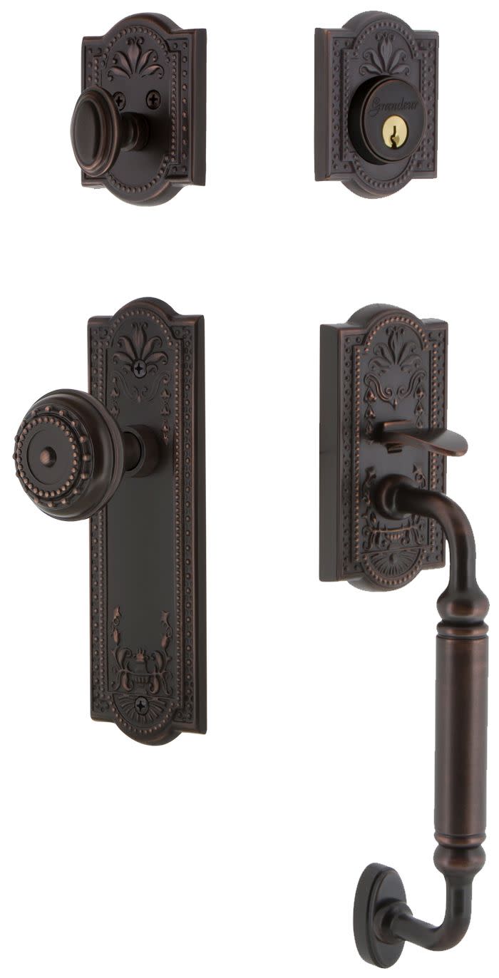 Photos - Interior Door A&D Grandeur PARPARESET238CG Parthenon Solid Brass Sectional Single Cylinder Keyed Entry Handleset with Parthenon Interior Knob 