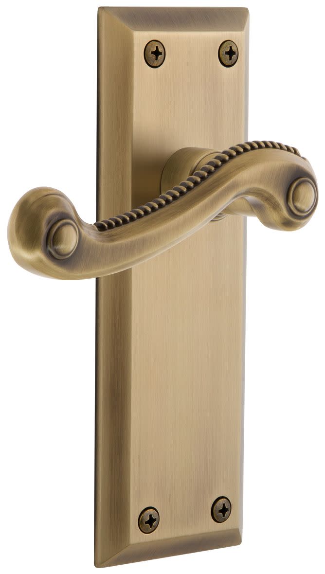 Photos - Door Handle MKW Grandeur FAVNEWSDNARH Fifth Avenue Solid Brass Rose Right Handed Single Dummy Door Lever with Newport Lever Vintage Brass Do