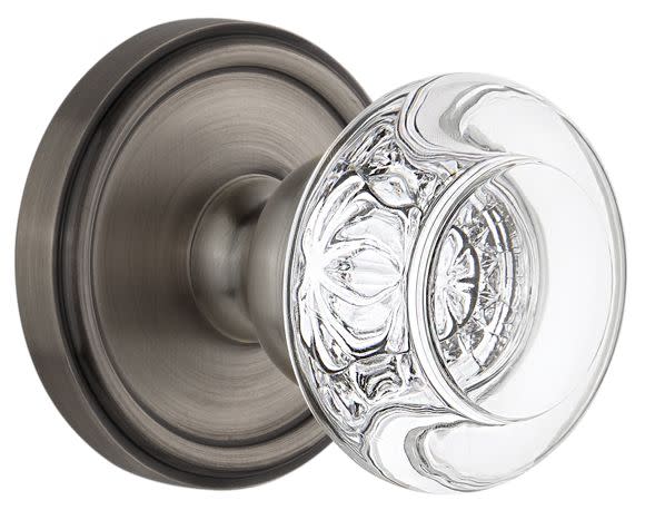 Photos - Door Handle Bordeaux Grandeur Georgetown Passage Door Knobset with  Crystal Knob - Antique Pewter - 810002 810002 