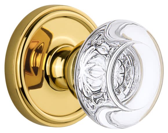 Photos - Door Handle Bordeaux Grandeur Georgetown Dummy Door Knobset with  Crystal Knob - Polished Brass - 810089 810089 