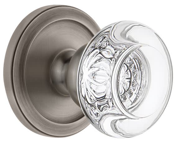 Photos - Door Handle Bordeaux Grandeur Circulaire Passage Door Knobset with  Crystal Knob - Antique Pewter - 812437 812437 