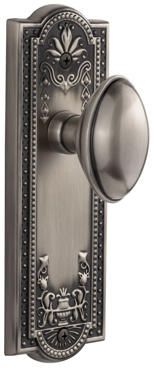 Photos - Door Handle EDEN Grandeur Parthenon Privacy Door Knobset with  Prairie Knob - Antique Pewter - 821375 821375 