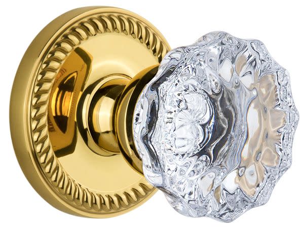 Photos - Door Handle Newport Grandeur Single Dummy Door Knob with Fontainebleau Crystal Knob - Polished Brass - 821958 821958