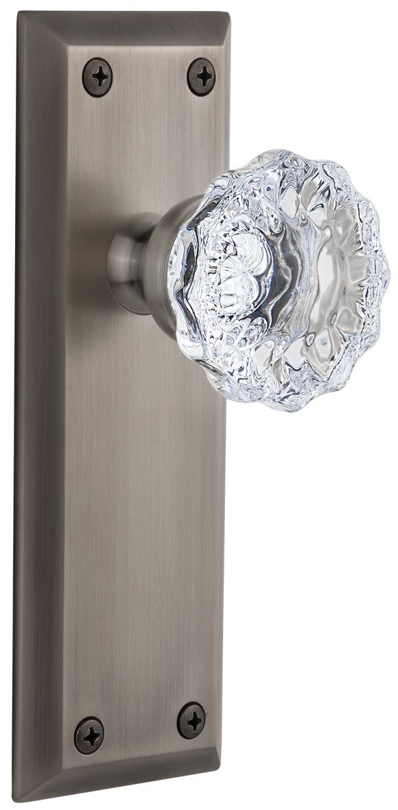 Photos - Door Handle MKW Grandeur Fifth Avenue Single Dummy Door Knob with Fontainebleau Crystal Knob - Antique Pewter - 822014 822014 