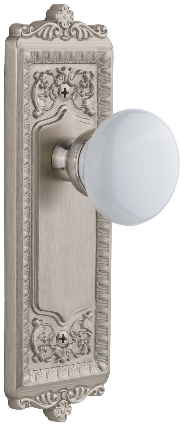 Photos - Door Handle Windsor Grandeur Single Dummy Door Knob with Hyde Park Knob - Satin Nickel - 822067 822067