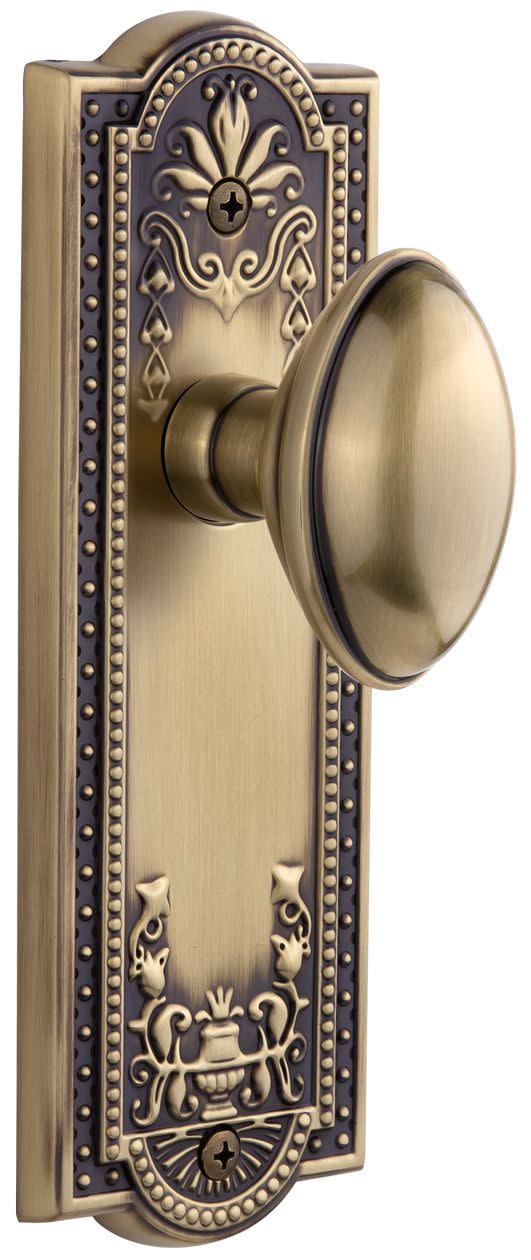 Photos - Door Handle EDEN Grandeur Parthenon Passage Door Knobset with  Prairie Knob - Vintage Brass - 822397 822397 