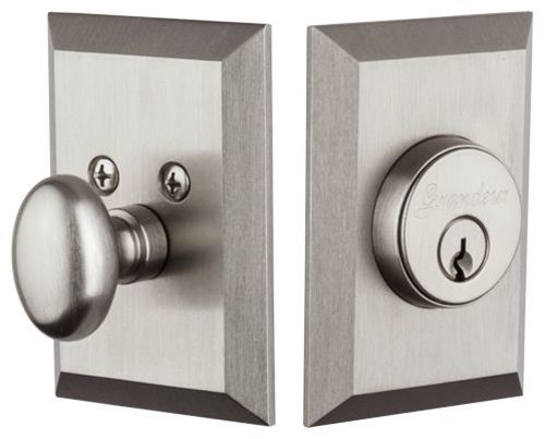 Photos - Door Lock MKW Grandeur FAVFAVSGLCYL238 Fifth Avenue Solid Brass Keyed Entry Single Cylinder Deadbolt with 2-3/8" Backset Satin Nickel Door 