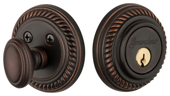 Photos - Door Lock Newport Grandeur NEWNEWSGLCYL238  Solid Brass Rose Keyed Entry Single Cylinder Deadbolt with 2-3/8" Backset Timeless Bronze D 