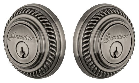 Photos - Door Lock Newport Grandeur NEWNEWDBLCYL238  Solid Brass Rose Keyed Entry Double Cylinder Deadbolt with 2-3/8" Backset Antique Pewter Do 