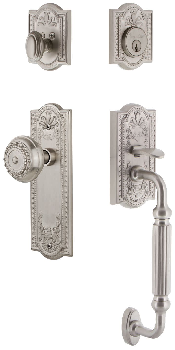 Photos - Interior Door A&D Grandeur PARPARESET238FG Parthenon Solid Brass Sectional Single Cylinder Keyed Entry Handleset with Parthenon Interior Knob 