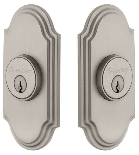 Photos - Door Lock Arc International Grandeur ARCARCDBLCYL234 Arc Solid Brass Double Cylinder Deadbolt with 2-3/4" Backset Satin Nickel Door Hardware Deadbolts K 