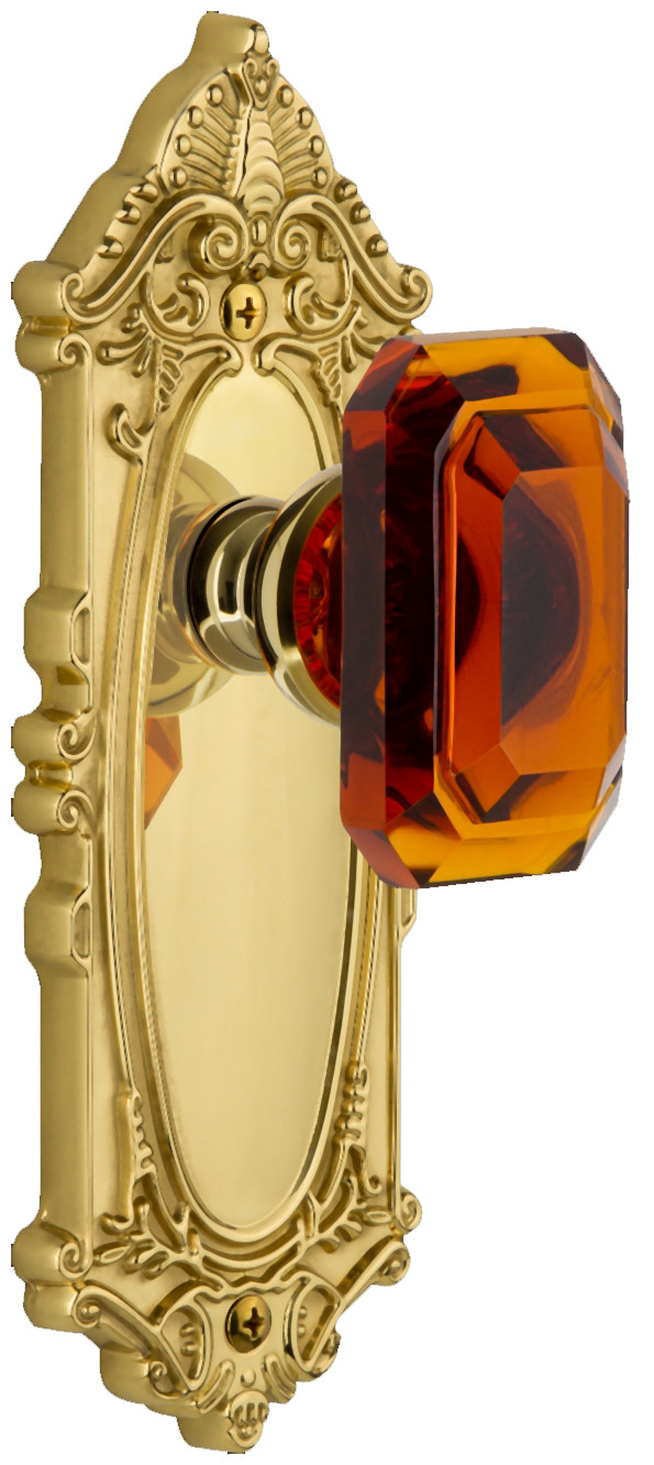 Photos - Door Handle Grande Grandeur GVCBCAPSG238  Victorian Solid Brass Passage Set with Baguette Amber Crystal Knob and 2-3/8" Backset Lifetime 
