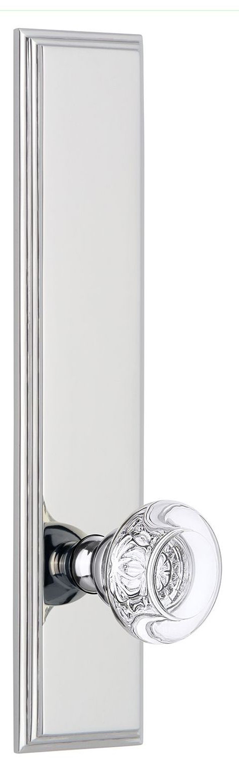 Grandeur Carre Rose Left Handed Privacy Door Knobset with Bordeaux Crystal Knob - Bright Chrome - 837118