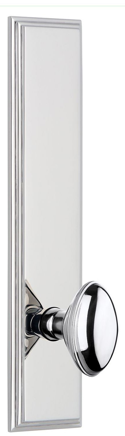 Grandeur Carre Rose Left Handed Privacy Door Knobset with Eden Prairie Knob - Bright Chrome - 837231