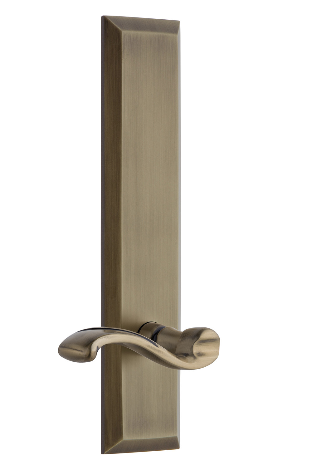 Grandeur FAVPRT_TP_PRV_238_LH Fifth Avenue Solid Brass Tall Plate Left Handed Privacy Door Lever Set with Portofino Lever and 2-3/8" Backset Vintage