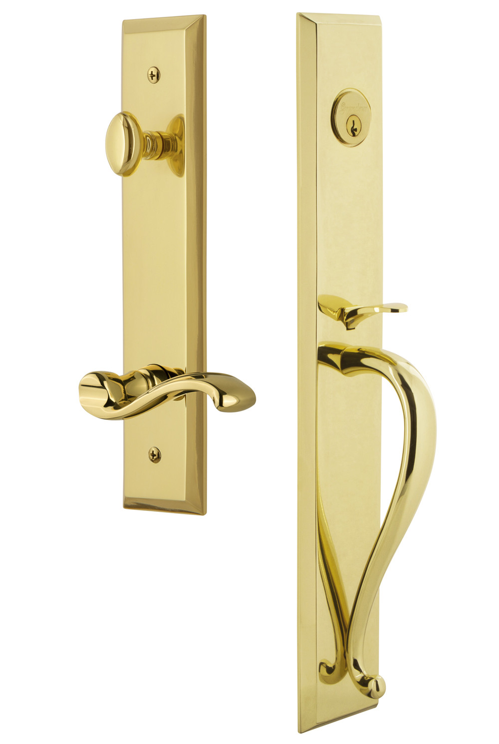 Photos - Interior Door MKW Grandeur FAVSGRPRTESET238LH Fifth Avenue Solid Brass Rose Left Handed Keyed Entry Single Cylinder Full Plate "S" Grip Handle 