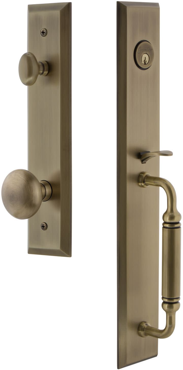 Photos - Other for Repair MKW Grandeur FAVCGRFAVESETDNA Fifth Avenue Solid Brass Rose Dummy "C" Grip Handleset with Fifth Avenue Knob Vintage Brass Door H 