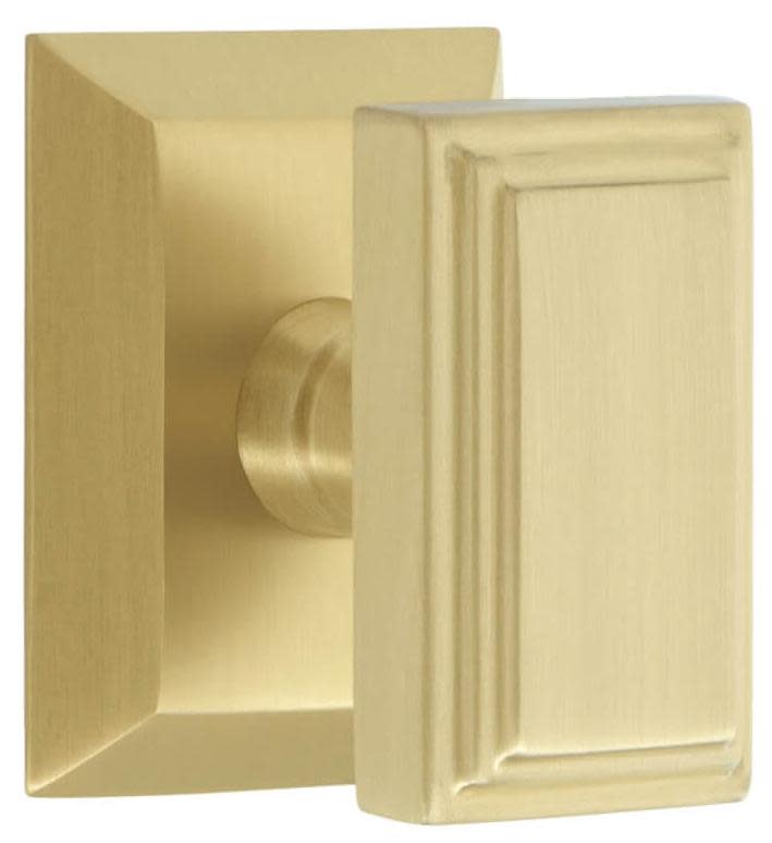 Photos - Door Handle Grandeur FSQCARPSG234CS Carre Solid Brass Passage Door Knob Set with Fifth Avenue Square Trim from the Concealed Screw Colle