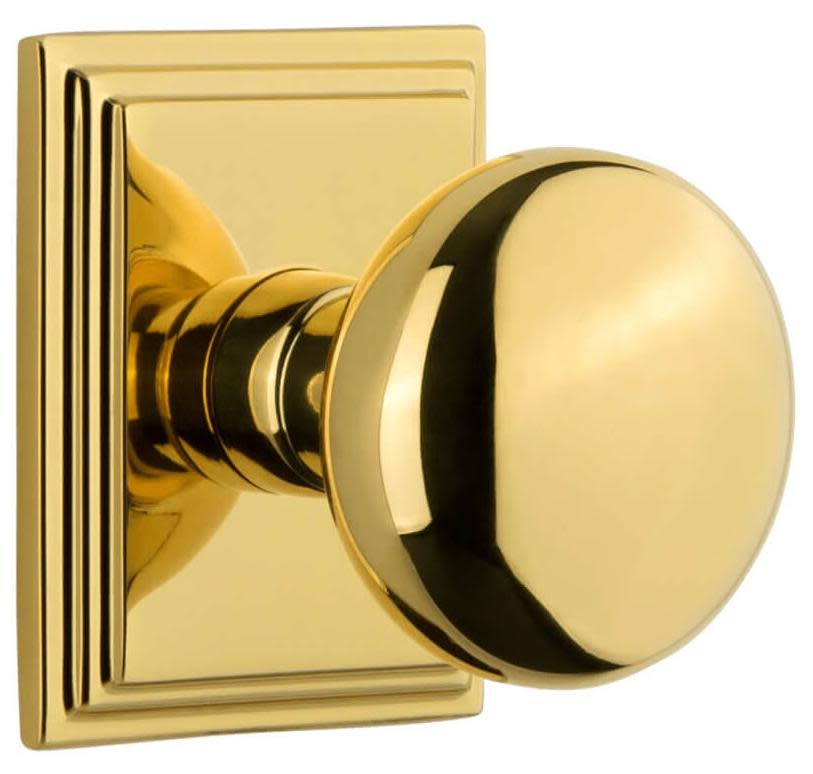 Photos - Door Handle Grandeur CSQFAVDDNACS Fifth Avenue Solid Brass Non-Turning Two-Sided Dummy Door Knob Set with Carre Square Trim from the Con