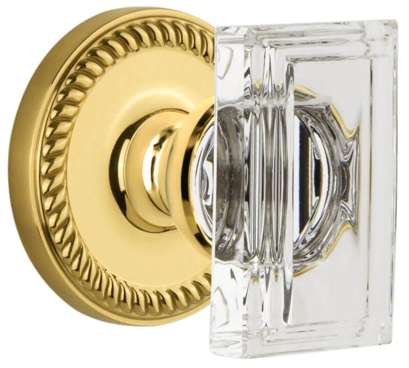 Photos - Door Handle Grandeur NEWCCRSDNACS Carre Crystal Solid Brass Non-Turning One-Sided Dummy Door Knob with Newport Trim from the Concealed S