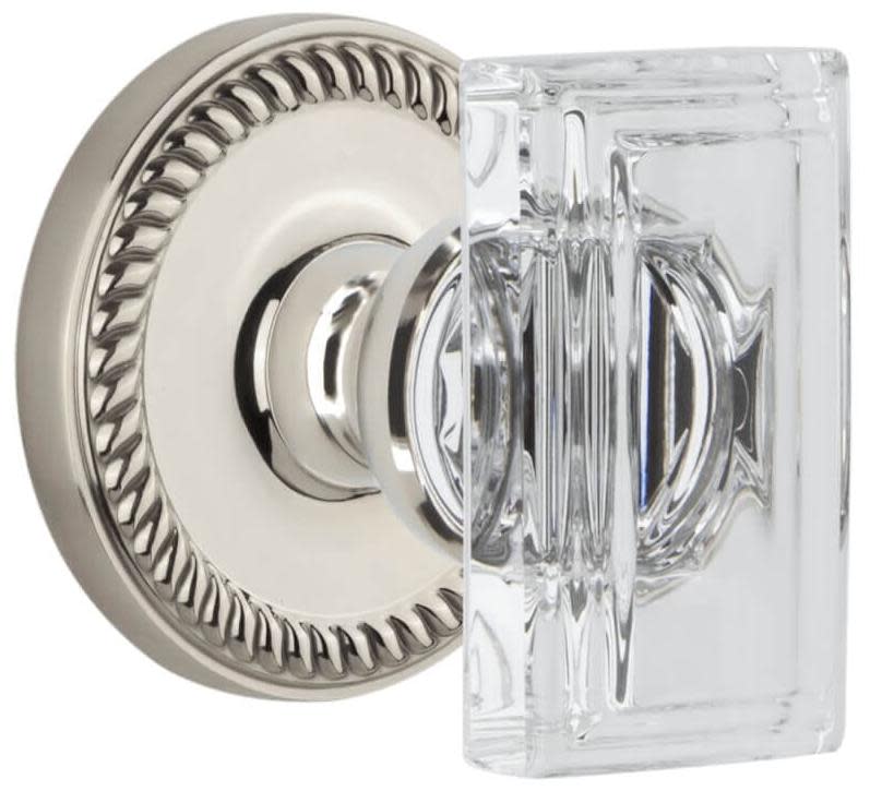 Photos - Door Handle Grandeur NEWCCRSDNACS Carre Crystal Solid Brass Non-Turning One-Sided Dummy Door Knob with Newport Trim from the Concealed S